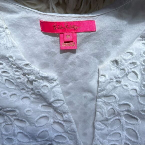 Lilly Pulitzer eyelet ruffled sleeve top size M - Picture 5 of 5